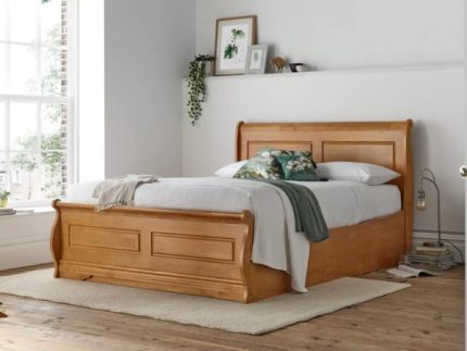 Marseille New Oak Wooden Ottoman Storage Sleigh Bed