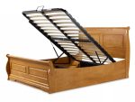 Marseille Oak Wooden Ottoman Storage Sleigh Bed