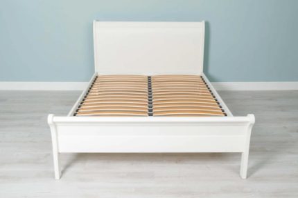Mayfair White Wood Sleigh Bed with slats