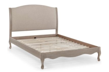 Julian Bowen Camille Wooden sleigh Bed with linen headboard