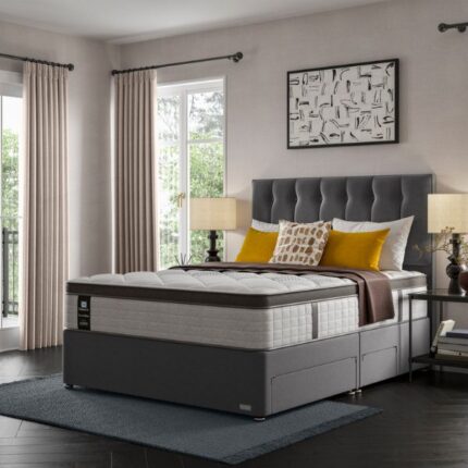 Sealy Bronte Posturepedic Mattress with grey divan