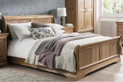 French Solid Oak Sleigh Bed