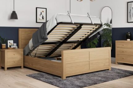Quadrant Wooden Ottoman Bed Frame with storage